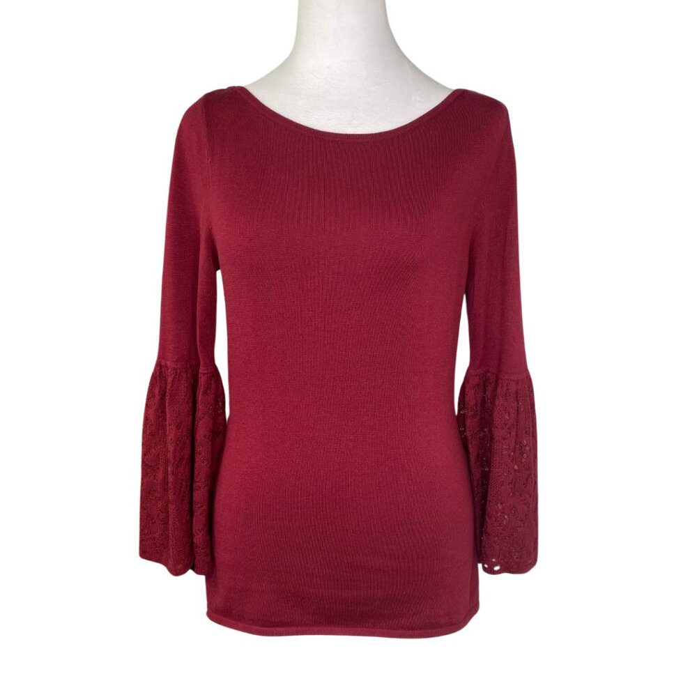 White House Black Market Red Bell Sleeve Blouse